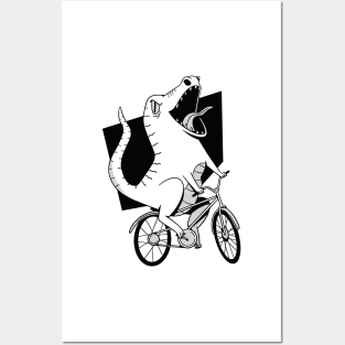 Funny bike dinosaur Posters and Art